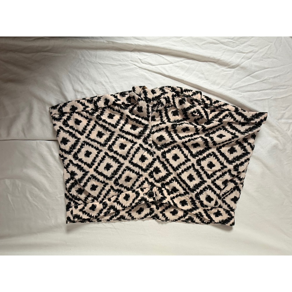 My Beloved Womens Geometric Ikat Diamond Print Shorts Black Beige Large